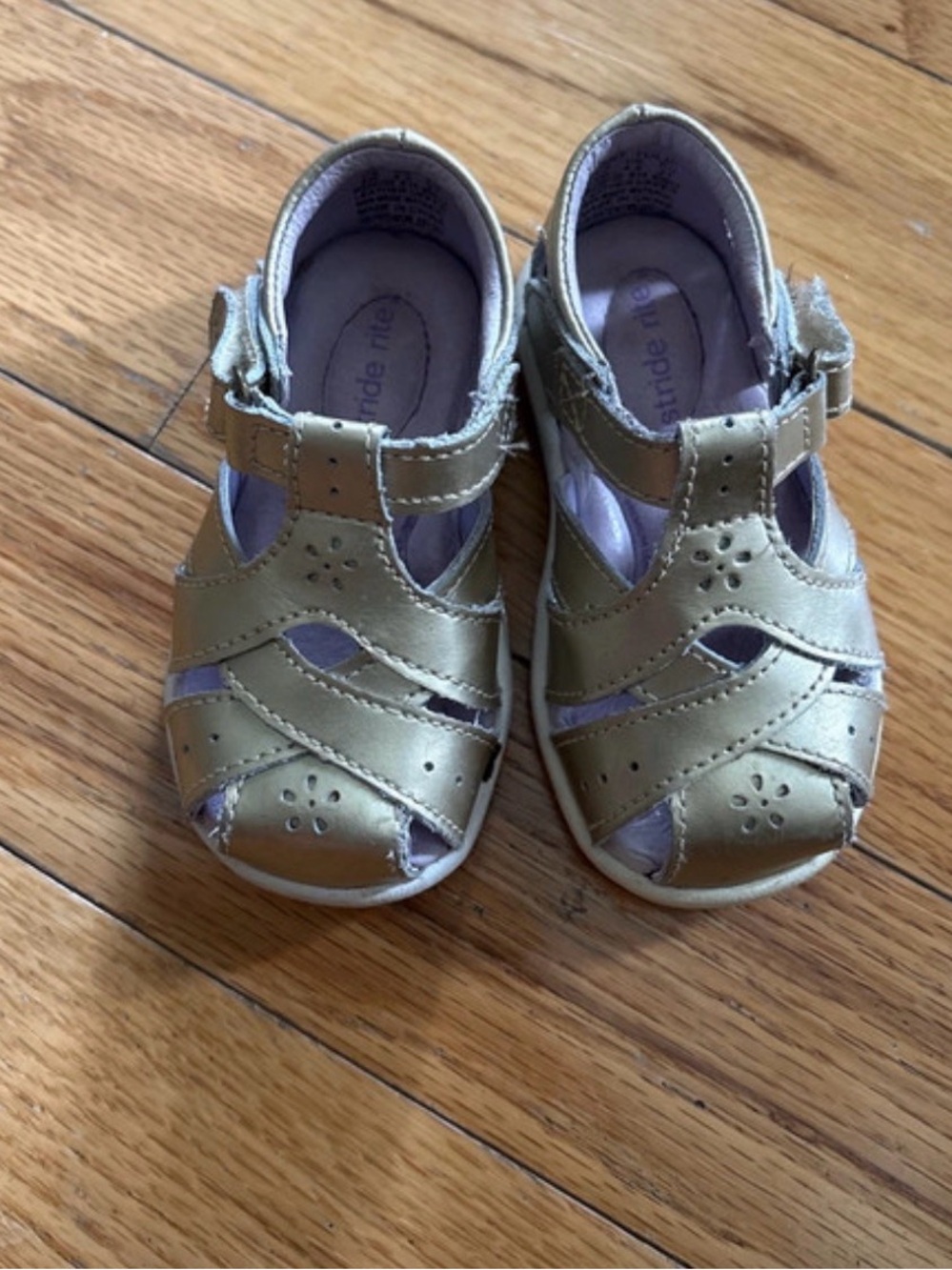 Stride Rite Metallic Gold Sandals - Comfort Strap Shoes stride